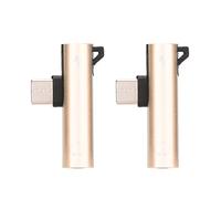 Adaptateur audio USB C vers 3,5 mm, pack de 2 adaptateurs de charge audio 2 en 1 USB C vers prise audio avec port de charge pour téléphone et tablette Matériau ABS robuste Style (Or)