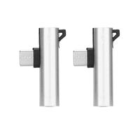 Adaptateur audio USB C vers 3,5 mm, pack de 2 adaptateurs de charge audio 2 en 1 USB C vers prise audio avec port de charge pour téléphone et tablette Matériau ABS robuste Style (Argent)