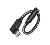 Adaptateur Audio USB-C vers Jack 3.5mm femelle Design Coudé Longueur 12cm Noir