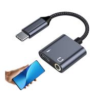 Adaptateur audio USB - Convertisseur casque 11 cm, connexion prise jack 3,5 mm, alimentation simultanée, lecture de musique, âble tressé textile robuste, connecteur technologique compact | portabl
