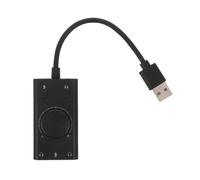 Adaptateur Audio USB Externe Stéréo avec Prise Casque Micro, Volume | PC de Bureau et Casques Gaming, Appels Vidéo, Télétravail, Noir Compact