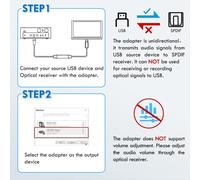Adaptateur audio USB vers optique, carte son USB A vers SPDIF avec sortie optique pour ordinateur portable