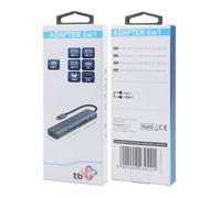 Adaptateur audio - video Tb print - AKTBXVA6W1U3HRJ - HUB USB Adapter HUB USB C 6en1 - HDMI, USBx3, PD, RJ-45