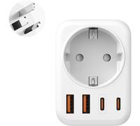 Adaptateur Australie,Adaptateur Prise Australie,5 en 1 Adaptateur de Voyage Australie avec 1 AC & 2 USB-C & 2 USB-A (3.4A) pour Australie Chinoise Nouvelle Zelande Fidji Argentine,Adaptateur Type I