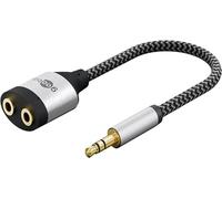 Adaptateur AUX 3,5 mm vers 2 prises jack, séparateur en Y stéréo, 0,18 m | Contacts plaqués or, prises métalliques et câbles textiles - idéaux pour écouter de la musique avec deux écouteurs