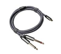 Adaptateur Aux D'interconnexion Mono Mâle Plaqué Or Câble USB-C Vers Double 6.35mm 1/4 Pouces