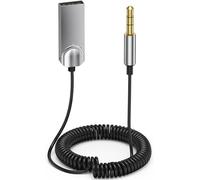 Adaptateur auxiliaire Bluetooth pour voiture, récepteur sans fil C-ar B-luetooth 5.0 tressé USB vers jack 3,5 mm avec microphone intégré pour haut-parleur audio de voiture et audio domestique