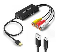 Adaptateur AV vers HDMI, Convertisseur AV vers HDMI, entrée RCA Sortie vidéo, Lecteur VHS, Adaptateur Wii HDMI pour HDTV Moniteur Projecteur supporte PS2 PS3 Xbox N64 STB VHS VCR DVD