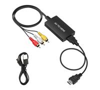 Adaptateur AV vers HDMI, RCA vers HDMI, RCA vers HDMI, 1080P Composite CVBS AV vers HDMI Video Audio Adaptateur avec câble HDMI, prend en charge PAL/NTSC, compatible avec PS2, Xbox, SNES, N64,