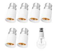 Adaptateur B22 E27, 6 pièces Adaptateur Ampoule Baillonette Vers Vis, Adaptateur Ampoule, Adaptateur Douille Baillonette Vis, pour Ampoules LED, Incandescente Halogène et CFL pour Eclairage.