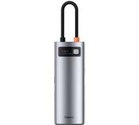 Baseus HUB Metal Gleam Series 7-in-1 Multifunctional (Type-C to 2X USB 3.0, PD 100W / HDMI 4K 30Hz / RJ45 1Gbps, Type-C Basic) Gray (WKWG020113)