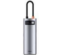 Baseus Adaptateur Metal Gleam 7-en-1 Type-C vers 2x USB 3.0, HDMI, PD, TF/SD, USB-C – Gris