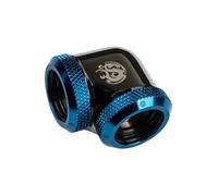 Bitspower Adaptateur 90° 16mm AD Hardtube vers 16mm AD Hardtube – Noir brillant/Bleu