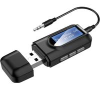 Adaptateur Bluetooth 5.0 Transmetteur avec écran LCD,Récepteur et Émetteur 3-en-1 sans Fil Double Connexion Jack 3.5mm
