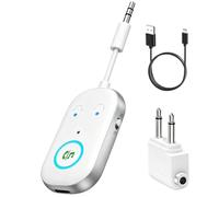Adaptateur Bluetooth 5.3,Récepteur Bluetooth Jack 3,5mm,2 en 1 Emetteur BLUEtooth voiture,Adaptateur jack BLUETOOTH Prend en Charge 2 for AirPods/Casques,Emetteur Aux pour PC,TV,Gym,Haut-Parleur-Blanc