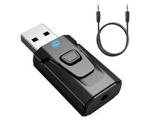 Adaptateur Bluetooth USB 5.0 2-en-1, Émetteur Bluetooth pour TV Audio Stéréo, Adaptateur Bluetooth USB 5.0 Prise Jack Noir, Émetteur Récepteur Audio Synchrone sans Latence, Bluetooth pour PC