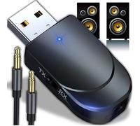 Adaptateur Bluetooth Usb 5.0 Edr-Émetteur Et Récepteur Avec Clé À Dongle Et Câble Audio De 3,5 Mm Pour Pc,Ordinateur Portable,Tv