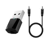 Adaptateur Bluetooth USB 5.1, Clé Bluetooth PC avec Câble Audio 3,5 mm Microphone Intégré, Récepteur Dongle Audio sans Fil Mini Portable, Prise en Charge USB/AUX pour Stéréo PC Casque TV