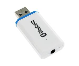 Adaptateur Bluetooth USB, récepteur audio USB sans fil pour système stéréo de maison/voiture, haut-parleurs portables avec entrée auxiliaire et câble de 3,5 mm (blanc)