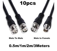 Adaptateur BNC mâle vers mâle 600, câble à double tête 0.5m 1m 2m 3m, connecteur vidéo, extension de fil de queue de overpour caméra de vidéosurveillance TV A07, 10x Male to Female