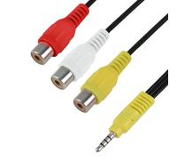 Adaptateur Câble Audio Vidéo 3,5 mm Mâle vers 3 RCA Femelle - Connecteur Jack TRRS vers RCA pour Lecteur DVD, Magnétoscope, Consoles de Jeux Rétro, TV, Samsung AV, Unité de Tête de Voiture - 1 Pack