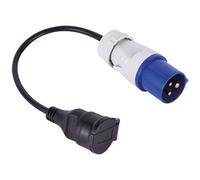 Adaptateur caravane mâle avec câble 30 cm IP44 bleu