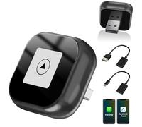 Adaptateur Carplay Et Android Auto sans Fil 2 en 1, Mini Carplay Convertit Le Filaire en sans Fil, Plug & Play, Connexion Automatique, Design Compact pour Iphone Et Android avec CâBle USB/USB-C Gris