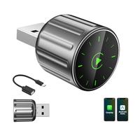 Adaptateur CarPlay sans Fil, Adaptateur Carplay Et Android Auto sans Fil 2 en 1, Connexion Automatique, Plug and Play Type-C/USB, Compatible avec Les Voitures à Partir de 2016 et iOS 10+ (Gris)