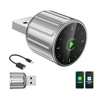 Adaptateur CarPlay sans Fil, Adaptateur Carplay Et Android Auto sans Fil 2 en 1, Connexion Automatique, Plug and Play Type-C/USB, Compatible avec Les Voitures à Partir de 2016 et iOS 10+ (Argent)