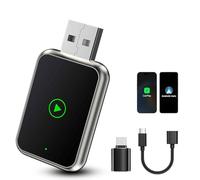 Adaptateur CarPlay sans Fil & Android Auto sans Fil, 2 en 1 Wireless Carplay Adapter avec USB C/A, Plug and Play, Supporte Bluetooth/WiFi/Google Assistant/Siri, for iPhone iOS 10+, 5.0GHz WiFi