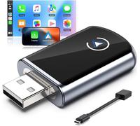 Adaptateur Carplay Sans Fil¿Dongle Convertir Filaire En Sans Fil,2-In-1 Connexion À Canaux,Wi-Fi 5,8Ghz Plug&Play,Mini Et Stable,Connexion Automatique,Usb Et Usb-C,Compatible Ios10+&Android11+