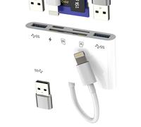 Adaptateur Carte SD Pour IPhone (6en1) Lecteur Carte Micro SD USB Lightning Chargeur Pour Apple Pour IPad Compatible Avec Samsung Appareil Photo Compact Flash Lecteurs Mémoire TF OTG Card Reader Câble