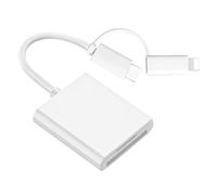 Adaptateur Carte SD pour iPhone - Lecteur 2-en-1 OTG Compatible avec Téléphones et Tablettes (Lecteur de Cartes Mémoire TF pour Appareils Apple et Caméras)