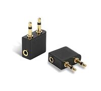 Adaptateur casque de vol pour avion, adaptateur jack plaqué 3,5 mm pour | Lot de 2 adaptateurs de vol compatibles avec Sony, Bose, Beats, JVC, Sennheiser, Panasonic, Betron, etc. Doré