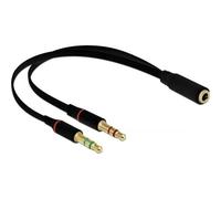 DeLock Adaptateur pour casque 1 x 3,5 mm 4 broches femelle vers 2 x 3,5 mm 3 broches jack