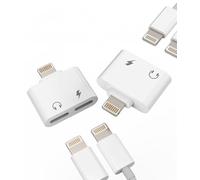 Adaptateur Casque pour iPhone Double Lightning (2 pack) Dongle Audio Charge Prise Séparateur Chargeur AUX Musique Écouteurs Adaptador Para Certifié MFI pour 7 8 Plus X 13 12 11 Pro Max Mini XS SE XR