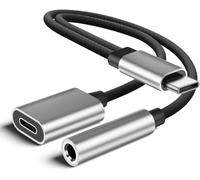 Adaptateur Casque USB C vers Jack 3.5mm, USB Type C vers 3.5 mm Aux Audio Charge Adaptateur Casque Chargeur Tressé Convertisseur Compatible avec Samsung Galaxy S23/S24+/S22/S21/iPhone 15/Hua wei P40