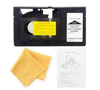 Adaptateur cassette VHS-C vers VHS motorisé - Idéal pour lecteur magnétoscope, ruban VHS pour caméscope en conversion numérique (non compatible avec 8 mm/Minidv/Hi8) avec chiffon de nettoyage pour