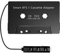 Adaptateur Cassette Voiture Récepteur Bluetooth 5.1 Voiture Universel Adaptateur pour Cassette Lecteur CD avec Microphone Intégré Appels Mains Libres Hi-FI Stereo pour DVD Radio Noir