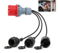 Adaptateur CEE - 400 V/16 A vers 3 A - 230 V - Câble adaptateur CEE avec couvercle rabattable et prise de contact de protection - Rallonge pour caravane, industrie et extérieur