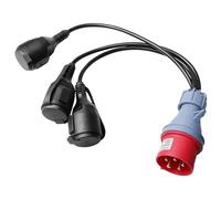 Adaptateur CEE 400 V 16 A vers 3 x 230 V : câble de distribution de courant fort avec couvercle rabattable et fiche de contact de protection, câble adaptateur CEE, câble d'alimentation puissant