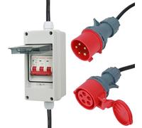 Adaptateur CEE 63 A vers 32 A, 400 V 63 A vers 32 A avec fusible 32 A, coupleur courant puissant, 5G4/5G6 5P CEE adaptateur d'alimentation fiche et prise avec disjoncteur de protection