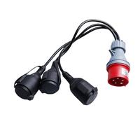 Adaptateur CEE, Câble Adaptateur CEE de Camping avec Couvercle Rabattable et Prise de Terre, Adattatore CEE 400 V 16 A, Fiche vers 3 Prises 230 V, pour Caravanes, Industrie, Espaces Extérieurs