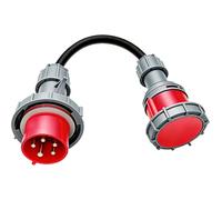 Adaptateur CEE Fiche 32A Vers Prise 16A, Adaptateur de Couplage 32 A vers 16 A avec Couvercle de Protection, 5 Broches, Étanche IP44, pour Véhicules Électriques, Ateliers, Chantiers, Industrie