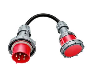 Adaptateur CEE Fiche 32A Vers Prise 16A, Adaptateur de Couplage 32 A vers 16 A avec Couvercle de Protection, 5 Broches, Étanche IP44, pour Véhicules Électriques, Ateliers, Chantiers, Industrie