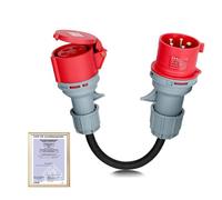 Adaptateur CEE fiche 32A vers prise 16A avec couvercle de protection, 5 pôles, triphasé, câble haute tension VDE 5 * 2,5 mm², indice de protection IP44