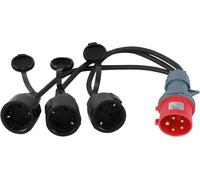 Adaptateur CEE - Prise CEE 400 V 16 A vers 3 x 230 V - Rallonge avec couvercle rabattable et prise de terre - Pour chantiers, agriculture, générateurs, caravanes, utilisation quotidienne