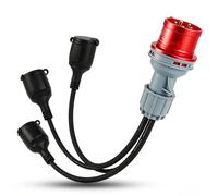 Adaptateur CEE-Répartiteur de Courant Fort 400 V 16 A,Fiche femelle vers 3 x 230 V, Câble Adaptateur CEE Prise de Camping car,Monophasé vers Triphasée, avec câble de 0,5m, Pour Accessoires Caravane