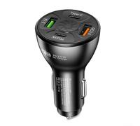 Adaptateur chargeur de téléphone de voiture à charge rapide 4 ports USB C PD prend en charge plusieurs protocoles avec protection du circuit de batterie Convient pour DC 12 V et 24 V (Noir)