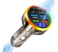 Adaptateur chargeur de voiture - 6 en 1 universel USB PC source d'alimentation, affichage numérique, mécanisme de bouclier de surchauffe, appareil multiport portable pour fumeur, accessoire de voyage